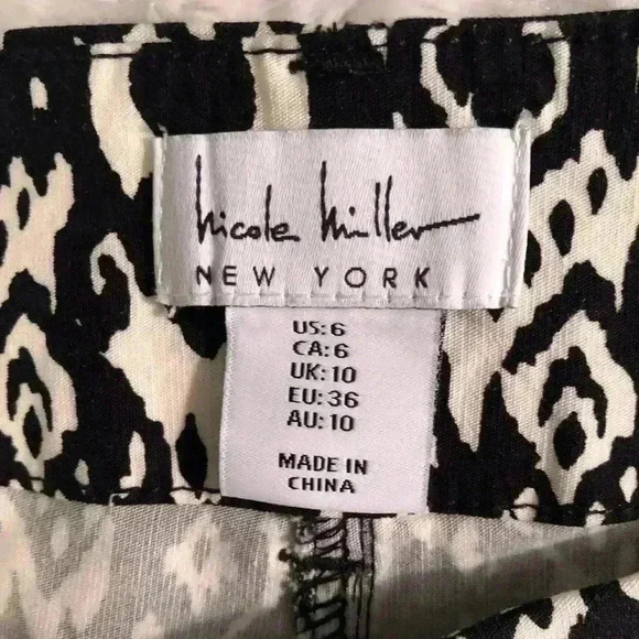 Nicole Miller New York Sz 6 Cropped Pants Black and White Geometric Print NWT - Picture 7 of 9